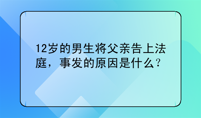 12岁的男生将父亲告上法庭，事发的原因是什么？