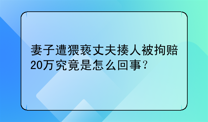 妻子遭猥亵丈夫揍人被拘赔20万究竟是怎么回事？