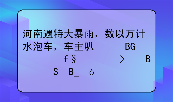 河南遇特大暴雨，数以万计水泡车，车主可以向车险公司理赔吗？