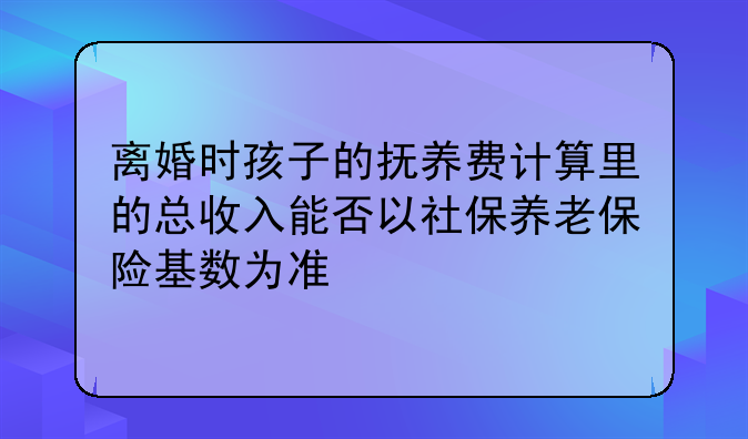 离婚时孩子的抚养费计算里的总收入能否以社保养老保险基数为准