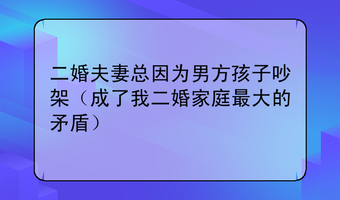 二婚夫妻总因为男方孩子吵架（成了我二婚家庭最大的矛盾）