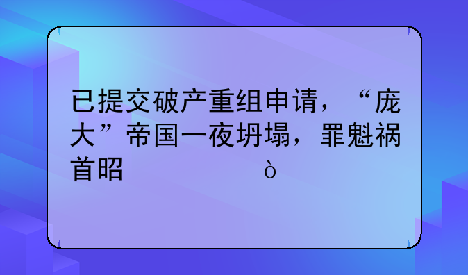 已提交破产重组申请，“庞大”帝国一夜坍塌，罪魁祸首是谁？