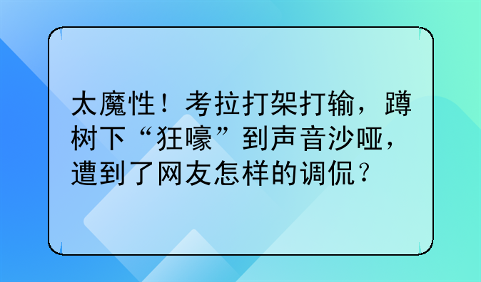 太魔性！考拉打架打输，蹲树下“狂嚎”到声音沙哑，遭到了网友怎样的调侃？