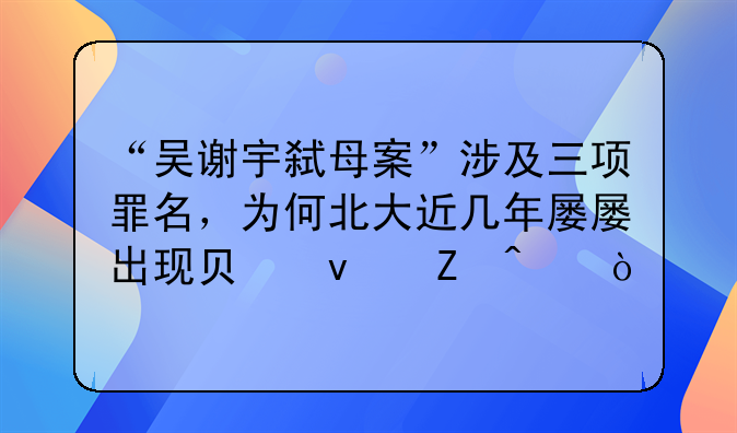 “吴谢宇弑母案”涉及三项罪名，为何北大近几年屡屡出现负面新闻？