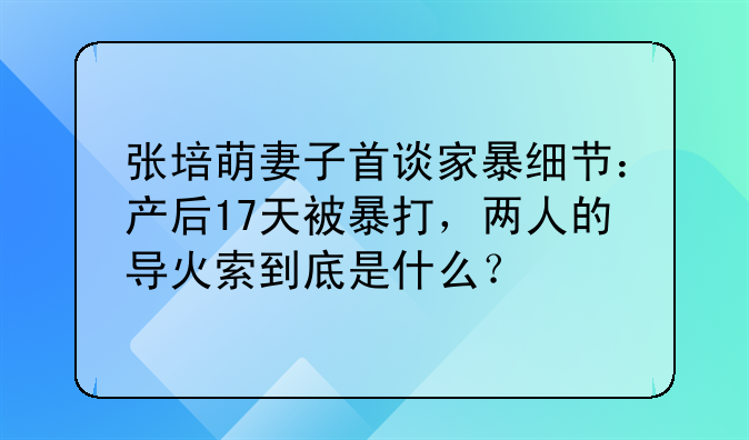 张培萌妻子首谈家暴细节