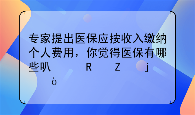 专家提出医保应按收入缴纳个人费用，你觉得医保有哪些可以改善的点？