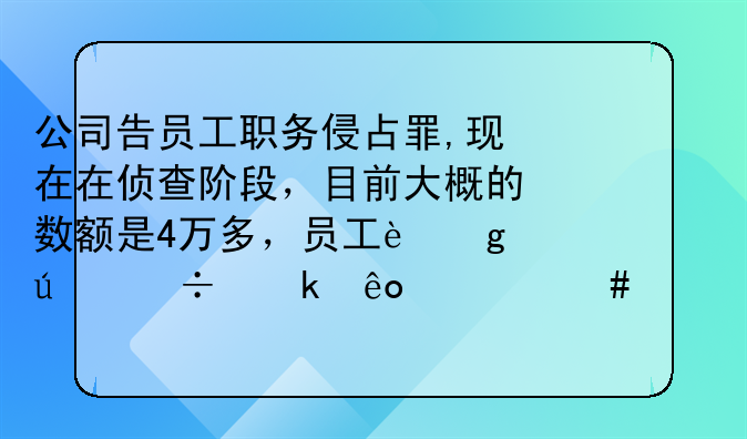 公司告员工职务侵占罪,现在在侦查阶段，目前大概的数额是4万多，员工这边能做些什么准备？