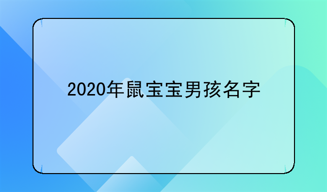 2020年鼠宝宝男孩名字