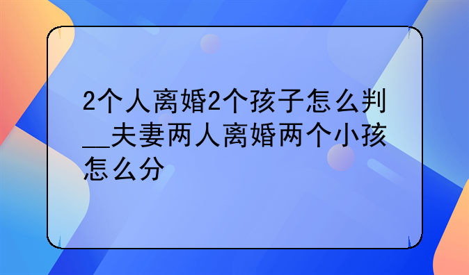 2个人离婚2个孩子怎么判__夫妻两人离婚两个小孩怎么分