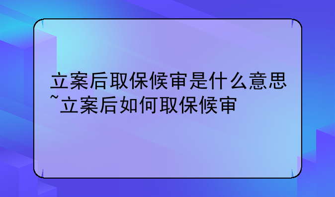 立案后取保候审是什么意