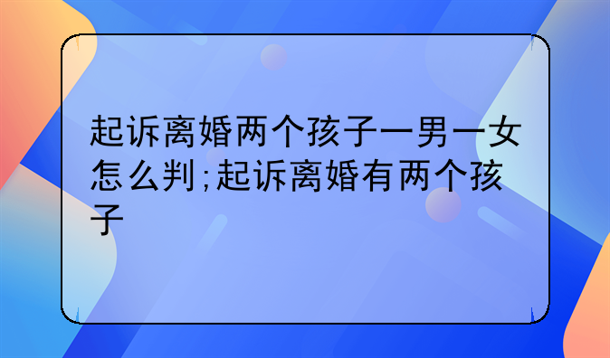 起诉离婚两个孩子一男一女怎么判;起诉离婚有两个孩子