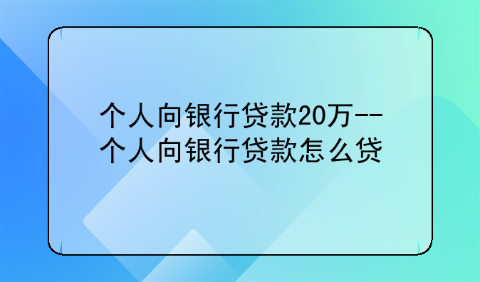 个人向银行贷款20万--个人