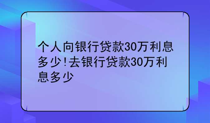 个人向银行贷款30万利息多