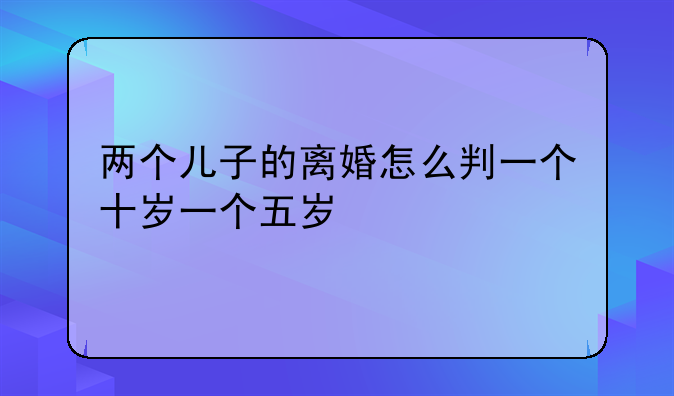 两个儿子的离婚怎么判一个十岁一个五岁