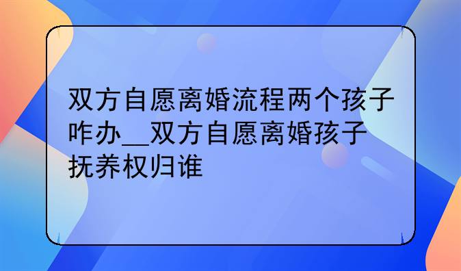 双方自愿离婚流程两个孩子咋办__双方自愿离婚孩子抚养权归谁